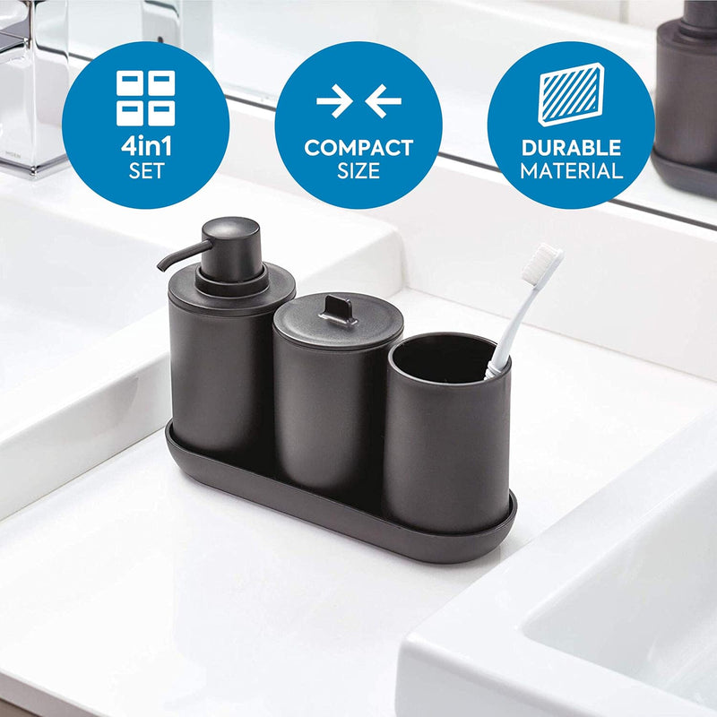Idesign 28737Es Cade 4-Piece Bathroom Accessory Set, Matte Black - Matte Black bathroom accessories