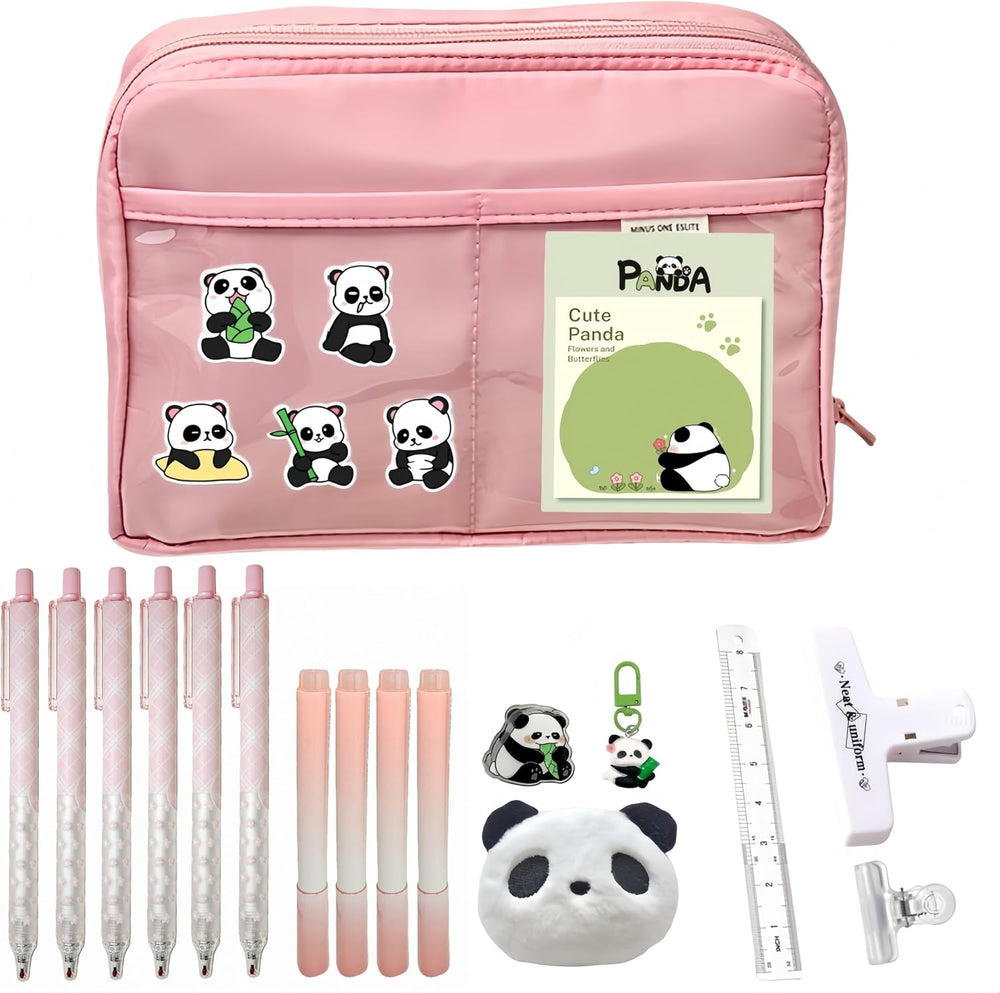 Kawaii Cute Aesthetic Pencil Case - Large Capacity Canvas Pen Pouch Bag (Green)