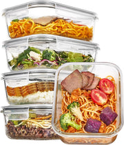 Vtopmart Glass Meal Prep Containers with Snap Lids (4pack 33oz, Grey) - 5pack 35oz/1035ml