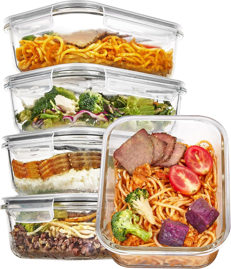 Vtopmart Glass Meal Prep Containers with Snap Lids (4pack 33oz, Grey) - 5pack 35oz/1035ml