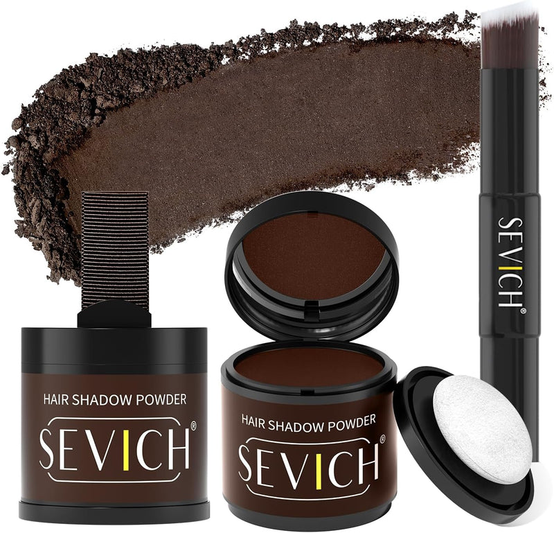 Sevich Hairline PowderInstantly Conceals Hair Loss, Root Touch up Powder, Hair Shadow Toppers for Women & Men, Touch Up for Thinning Gray Hair, Windproof & Sweatproof, Dark Brown - 10g Dark Brown2.0