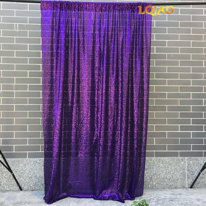LQIAO 2 Panels Light Gold Sequin Backdrop Glitter Fabric for Wedding Birthday Parties Shimmer Wall-2x8ft