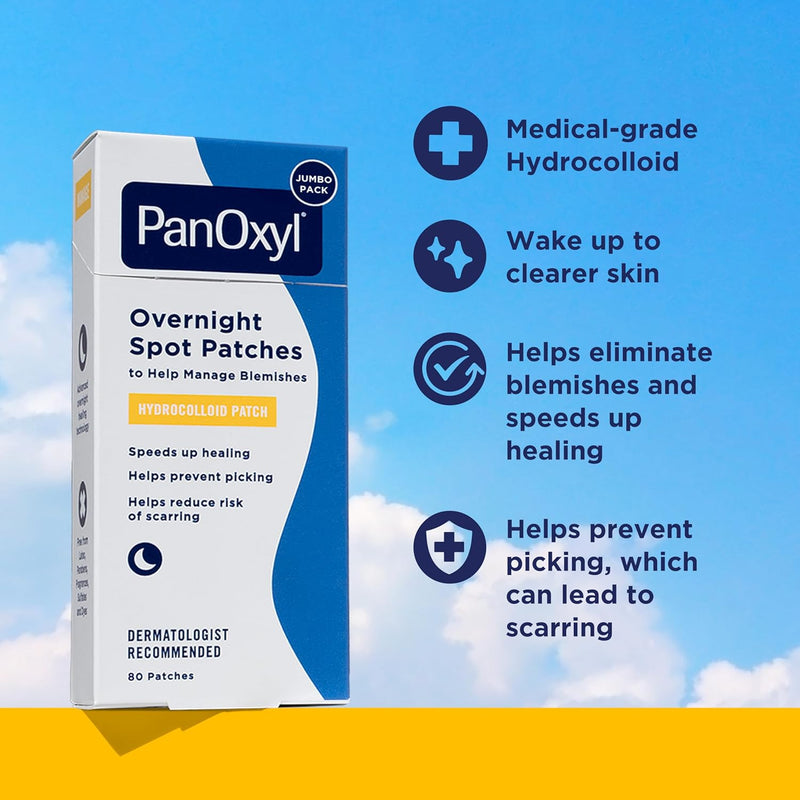 PM Overnight Spot Patches, Advanced Hydrocolloid Healing Technology, Fragrance Free, 80 Count - 9 mm x 12 mm