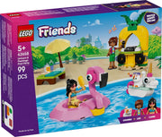 LEGO Friends Unicorn & Flamingo Pool Party Toy with Animal 'Floaties', 2 Mini Dolls, Churro the Cat & Accessories incl. a DJ Booth & Sunbeds - Creative Gift for 5+ Year Old girls - 42658