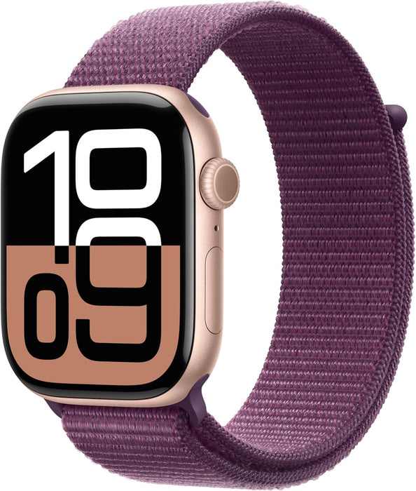 Apple Watch Series 10 GPS + Cellular 46 mm Smartwatch with Jet Black Aluminium Case with Ink Sport Loop - One Size. Fitness Tracker, ECG App, Always-On Retina Display, Carbon Neutral