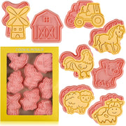 Sakolla (Set of 8) Christmas Cookie Cutters with Plunger Stamps Set, Gingerbread Boy/Girl Snowman Santa Claus Snowflake Christmas Tree Reindeer Cookie Cutters - Farm Cookie Cutters With Plunger Stamps