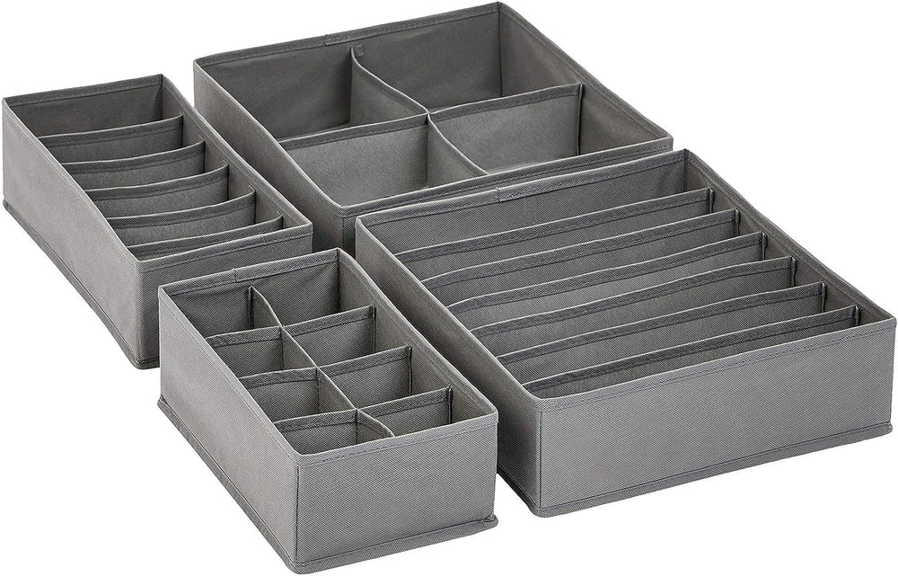 Amazon Basics Cloth Drawer Storage Organizer Boxes, Set of 6, Gray