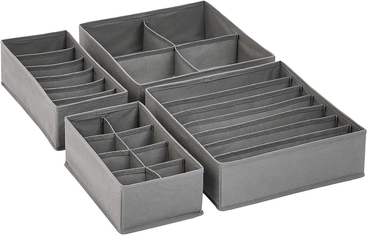 Amazon Basics Cloth Drawer Storage Organizer Boxes, Set of 6, Gray – image 2