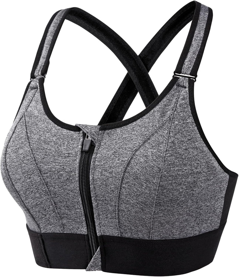 Dress Cici Zip Front Sports Bra, Longline High Impact Sports Bras