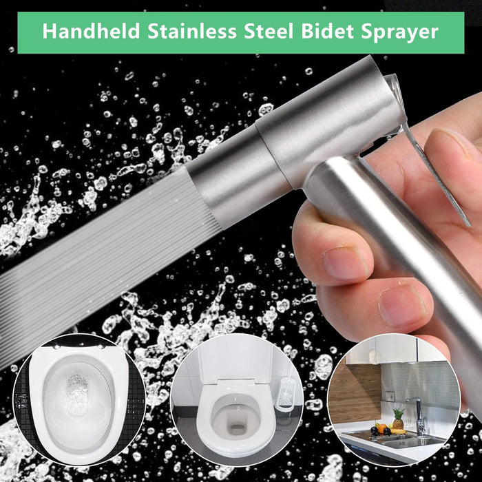 2 Pcs Handheld Bidet Sprayer, Stainless Steel Brushed Nickel Sprayer Toilet Bathroom Shower Head (Style2)
