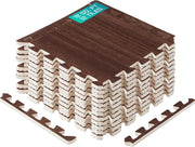Interlocking Foam Mats for Gym Exercise Equipment (30cx30cm Each Tile - Pack of 12 Tiles For 1 Square Meter) Eva Interlocking Floor Tiles - G. Walnut Wood Dark - 12 Tiles (12 Square Feet)
