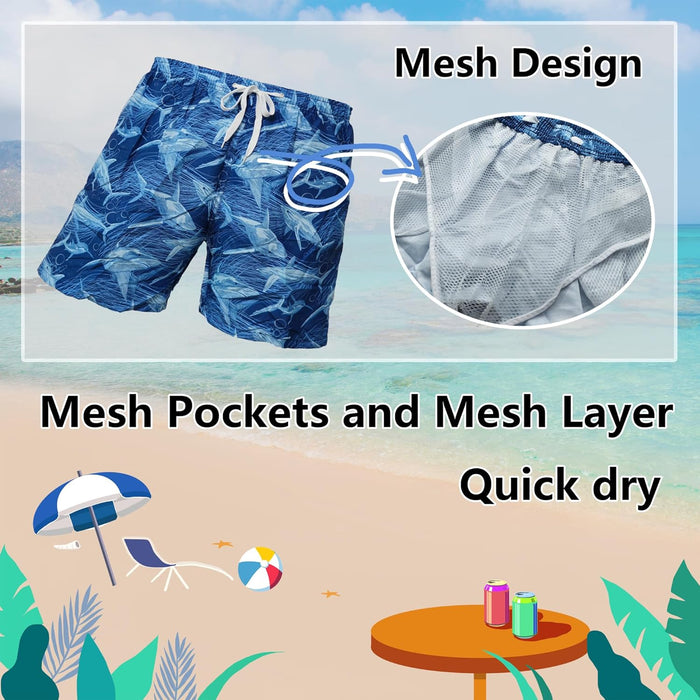 Sun Ora Men's Swim Trunks Quick Dry Swimming Shorts,Mesh Layer Swim Suit Beach Surfing Shorts with Mesh Pockets