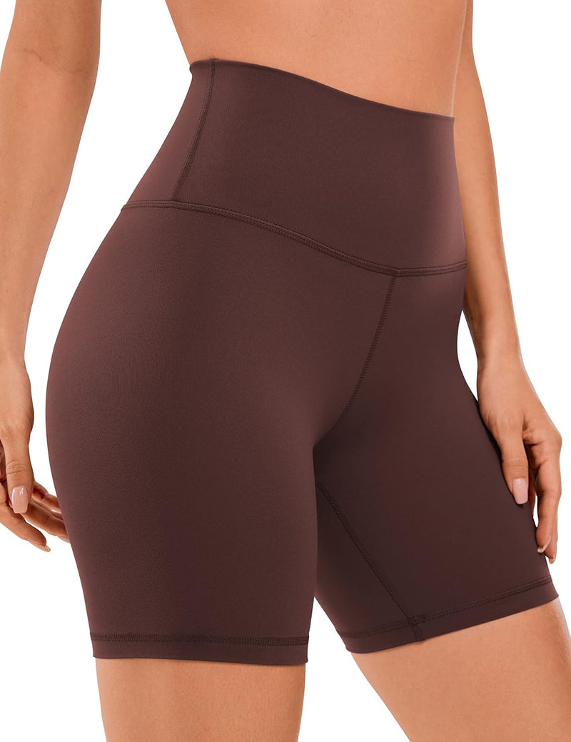 Womens ButterLuxe Biker Shorts 6"- High Waist Workout Athletic Running Spandex Yoga Shorts - Taupe