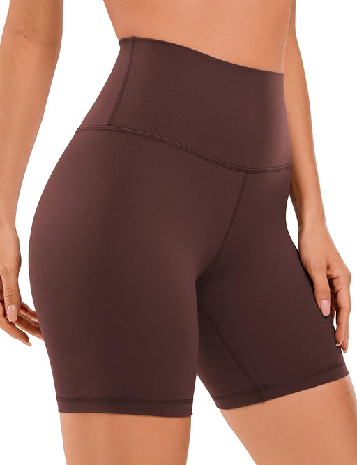 Womens ButterLuxe Biker Shorts 6"- High Waist Workout Athletic Running Spandex Yoga Shorts - Taupe