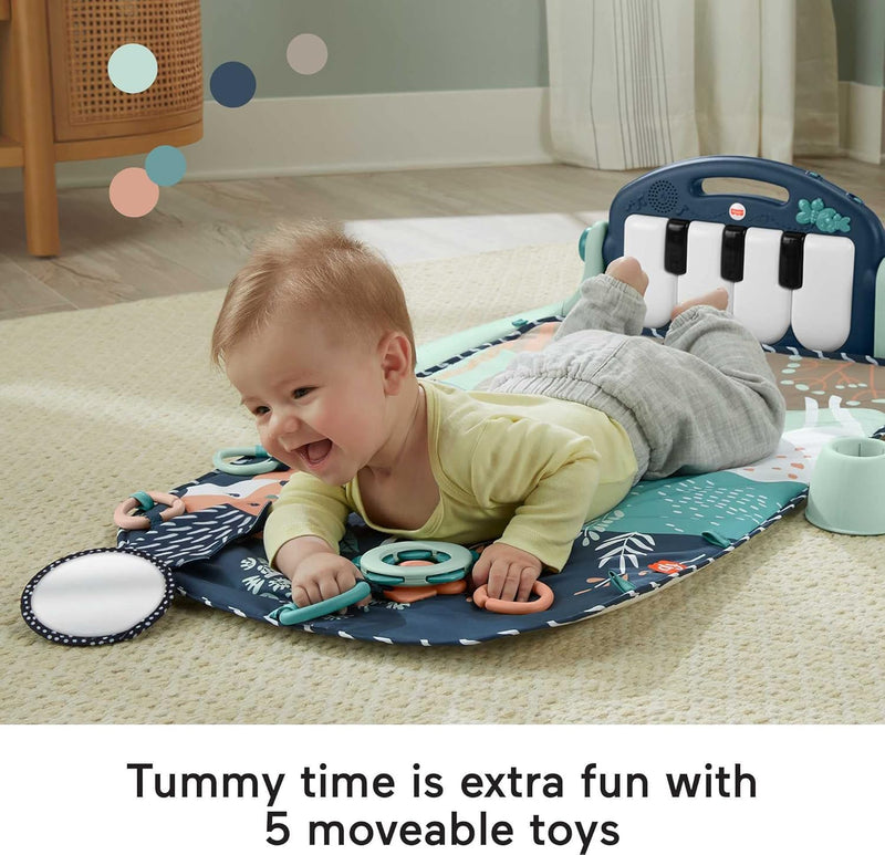 Fisher-Price - Play Blanket Activity Blanket Play Centre for Newborns with Piano Music Toys & Toys to Play in the Prone Position, Navy Blue Baby Toy from Birth, Amazon HKX37 Only
