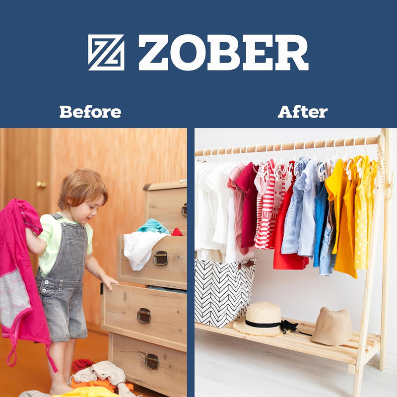 ZOBER Plastic Baby Hangers Non-Slip Toddler & Kids Hangers Durable, Lightweight, Slim & Space-Saving Perfect for Shirts, Pants, Outerwear Holds Up to 5.5 lbs Closet Organization(10Pack, White)