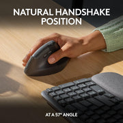 Logitech Wave Keys & Lift Vertical Mouse - Ergonomic Wireless Keyboard and Mouse Combo - with Cushioned Palm Rest, Easy-Switch, Bluetooth, for Multi-OS, Windows/Mac, US/INTL - Graphite