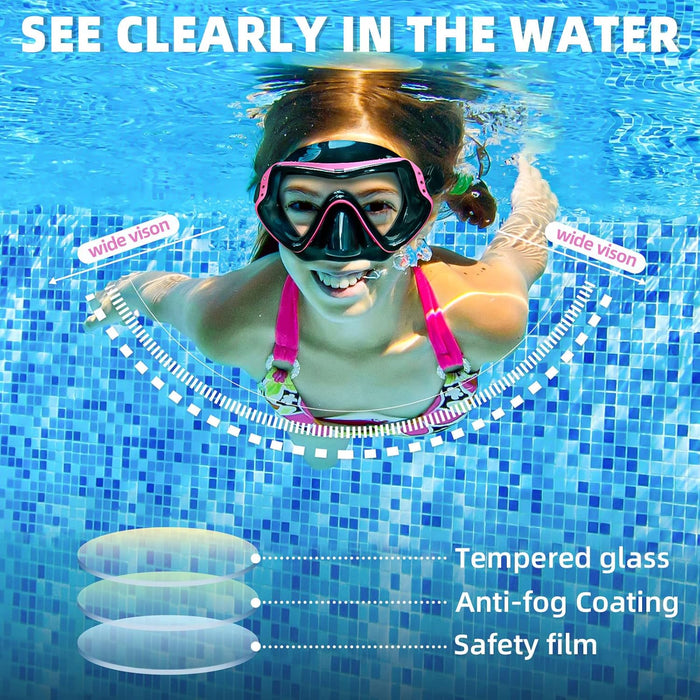 Kids Swim Goggles Diving Mask with Nose Cover for Youth Anti-Fog Clear View