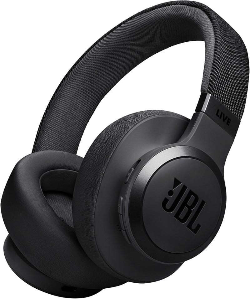 JBL Tune 770NC Adaptive Noise Cancelling Wireless Over-Ear Headphones, Pure Bass Sound, Smart Ambient, Bluetooth 5.3, Le Audio, VoiceAware, 70H Battery, Multi-Point Connect - Black, JBLT770NCBLK - Live 770 NC black / black