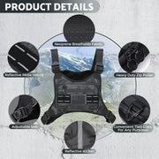 Sports Chest Bag For Men, Water Resistant Lightweight Front Chest Pack, Running Vest Bag With Built-In Phone Holder & Extra Storage For Workouts, Running, Cycling, Camo, Western