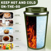 BuyOn Travel Coffee Tumbler Stainless Steel Double Wall Vacuum Hot and Iced Coffee Cup Hydro Flask Drinks Insulated Mug with Leakproof Lid for Home Office Gym Outdoor Work (WHITE, 380ML)