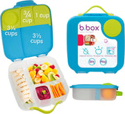 b.box Lunchbox Jumbo Bento Box with 4 Compartments (2 Leakproof), Removable Divider, Gel Cold Pack Ideal for School from 3+ 1L Capacity - Ocean Breeze
