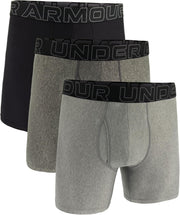Mens Men's UA Performance Tech 6" 3-Pack Boxerjock Underwear (pack of 3) - Steel Full Heather / Castlerock Full Heather / Castlerock