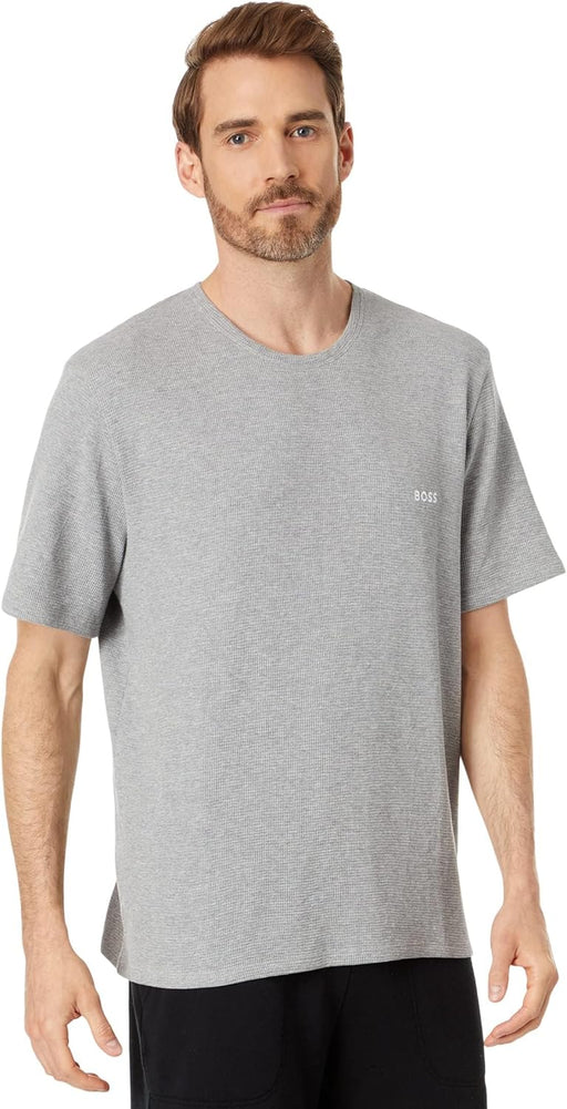 mens Waffle Contrast Logo Short-sleeve T-shirt Shirt - Light Cloud Grey