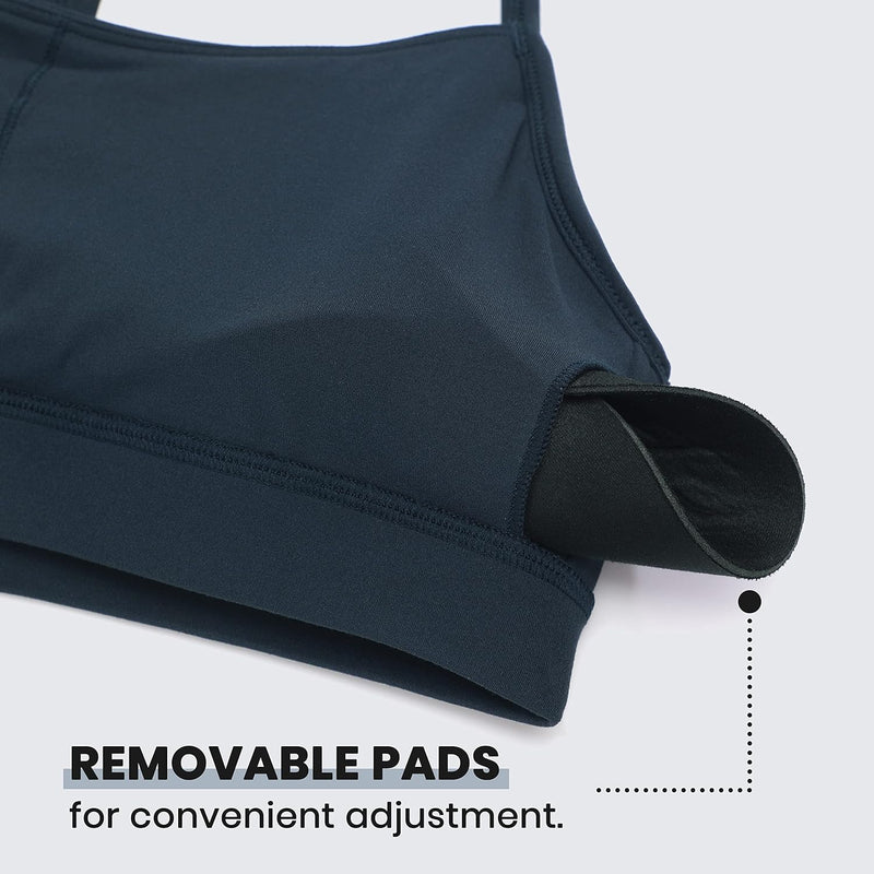 CRZ YOGA Y Back Sports Bra for Women - Padded Racerback Spaghetti Straps Thin Strap Low Impact Workout Yoga Bra