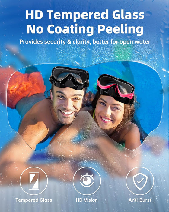 VegoVia Adult Swim Goggles with Nose Cover for Women Men, HD Clear Wide View Pool Water Nose Waterproof Shower Goggles Swimming Adult Diving Scuba Youth Mask Pool Underwater Beach Ocean Open Water