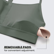 CRZ YOGA Y Back Sports Bra for Women - Padded Racerback Spaghetti Straps Thin Strap Low Impact Workout Yoga Bra