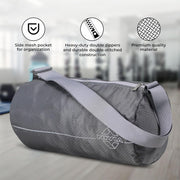 NIVIA Basic Duffle Polyester Bag/Gym Bags/Adjustable Shoulder Bag for Men/Duffle Gym Bags for Men (Grey)
