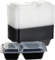 SNH Packing 24 Pieces Microwave Disposable Container With Lid Rectangular - 1 Compartment Meal Prep Container Set - Plastic Container For Kitchen Food Storage - Take Away Containers For Lunch Boxes - 2 Compartment