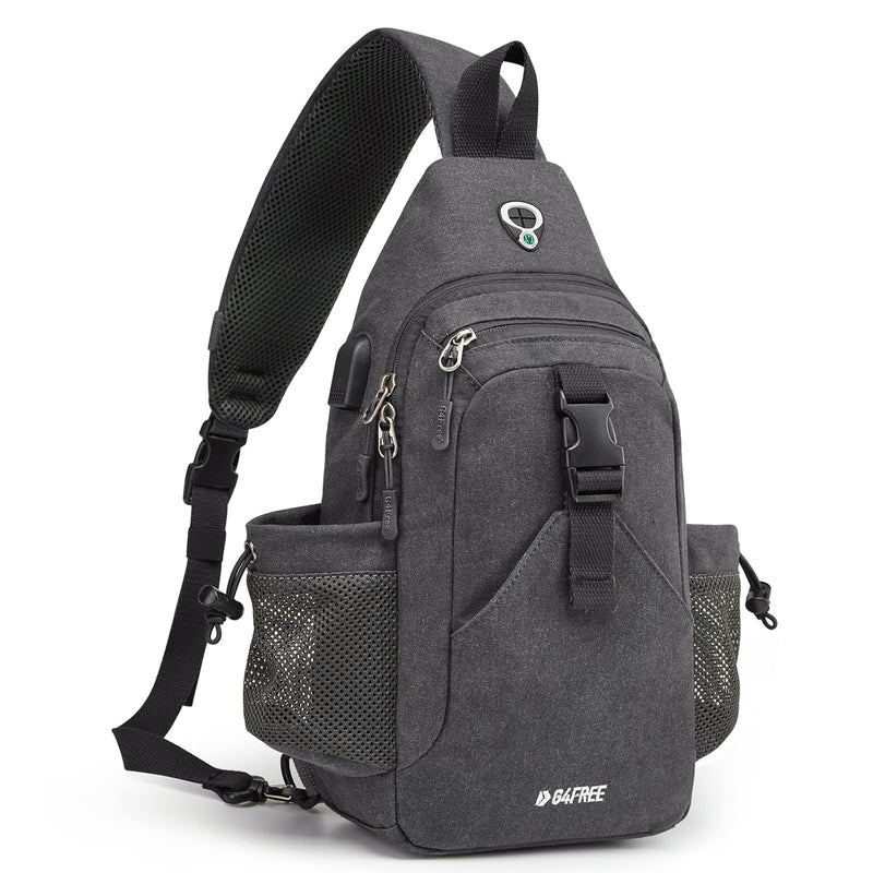 G4Free Canvas Crossbody Sling Bag Hiking Daypack Chest Backpack with USB Charging Port and RFID Blocking for Women Men