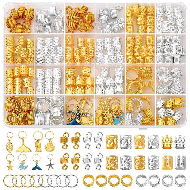 Beauenty 292PCS Gold Hair Accessories for Braids, Beads for Extensions, Stylish Hair Jewelry with Gold Hair Clips