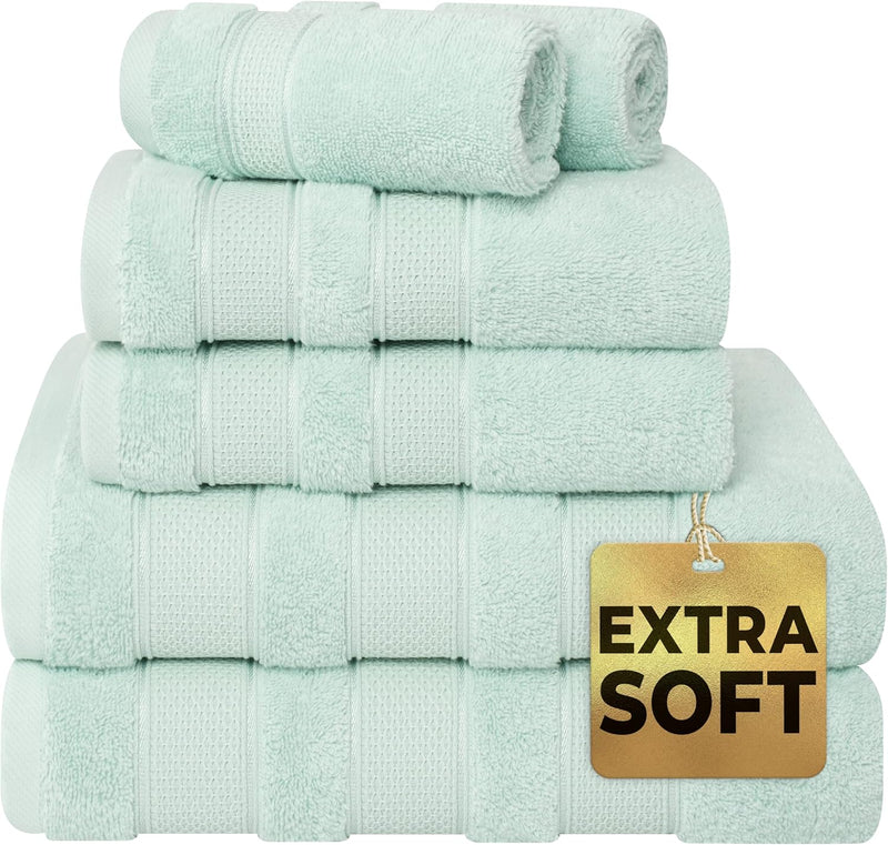 American Soft Linen GMSD 6-Piece 100% Turkish Genuine Cotton Premium & Luxury Towel Set for Bathroom & Kitchen, 2 Bath Towels, 2 Hand Towels & 2 Washcloths [Worth $72.95] - Rockridge Grey