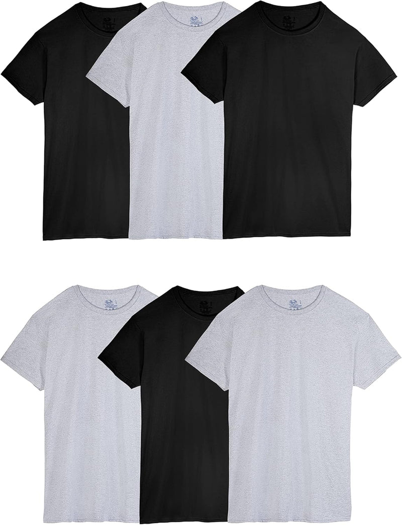 mens Stay Tucked Crew T-shirt T-Shirt - Regular - 6 Pack - Black/Grey