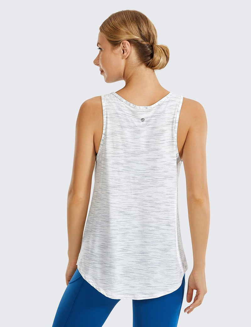 CRZ YOGA Women's Pima Cotton Loose Cropped Tank Tops Workout High Neck Sleeveless Athletic Gym Shirts