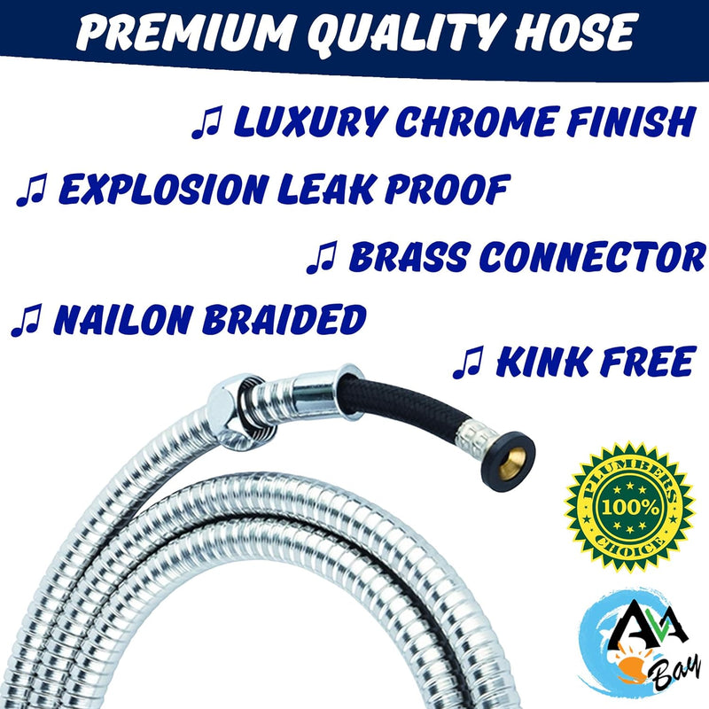 AVAbay 70-Inch Bidet Hose - Long Shower Head Stainless Steel Hose Bathroom Toilet Handheld Showerhead Sprayer Extension Replacement Part with Brass Coupler, Polished Chrome
