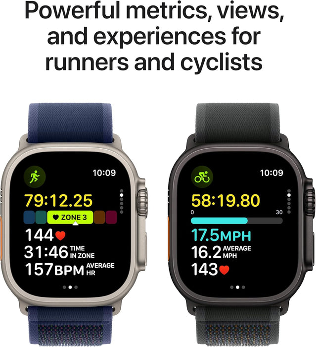 Apple Watch Ultra 2 GPS + Cellular 49mm Smartwatch, Sports Watch with Natural Rugged Titanium Case with Navy Ocean Band. Fitness Tracker, Precision GPS, Extra-Long Battery Life (Renewed)