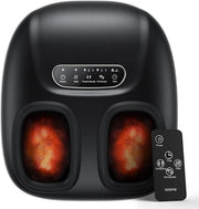 Foot Massager Machine with Heat and Remote, Shiatsu Deep Kneading, Delivers Relief for Tired Muscles and Plantar Fasciitis,Fits feet up to Unisex Size 12-Black - 057r
