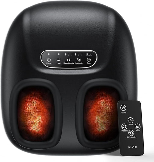 Foot Massager Machine with Heat and Remote, Shiatsu Deep Kneading, Delivers Relief for Tired Muscles and Plantar Fasciitis,Fits feet up to Unisex Size 12-Black - 057r