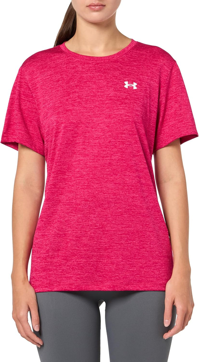Womens Women's UA Tech Twist Short Sleeve Tech SSC- Twist (pack of 1) - Shaded Fuchsia / / White
