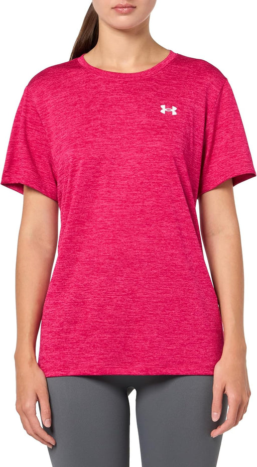 Womens Women's UA Tech Twist Short Sleeve Tech SSC- Twist (pack of 1) - Shaded Fuchsia / / White