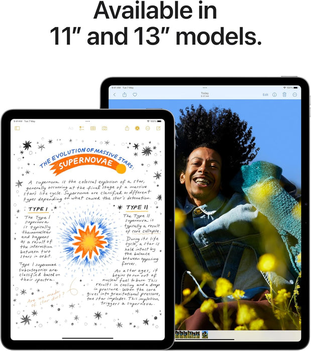 Apple iPad Air 11-inch (M2): Liquid Retina display, 128GB, Landscape 12MP Front Camera/12MP Back Camera, Wi-Fi 6E, Touch ID, All-Day Battery Life - Starlight (Renewed)