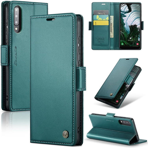 For Samsung Galaxy A30s / A50 / A50s Leather Case RFID Blocking 3 Card Slot Mobile Cover - Green