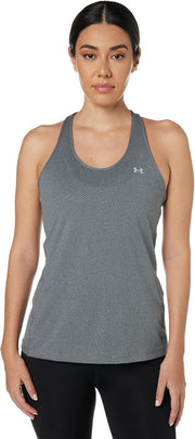 Women's Heat Gear Racer Tank Top - L Pitch Gray Light Heather / / Metallic S