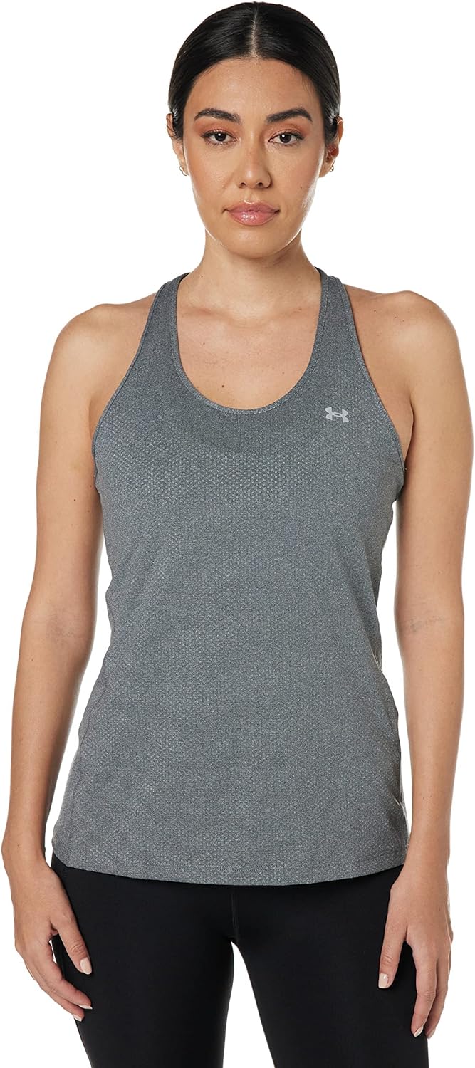 Women's Heat Gear Racer Tank Top - L Pitch Gray Light Heather / / Metallic S
