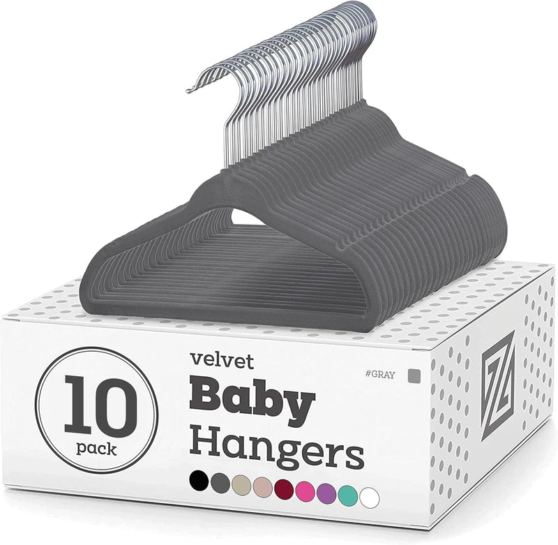 ZOBER Hangers For Baby Clothes - Chrome Swivel Hook - Non Slip Toddler Hangers for Baby and Children Clothes Space saving - Hanger for Everyday Use Set Of 10 - Pink