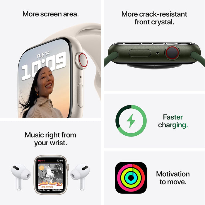 Apple Watch Series 7 (GPS + Cellular, 45mm) Smart watch - Graphite Stainless Steel Case with Midnight Sport Band - Regular. Fitness Tracker, Blood Oxygen & ECG Apps, Water Resistant (Renewed)